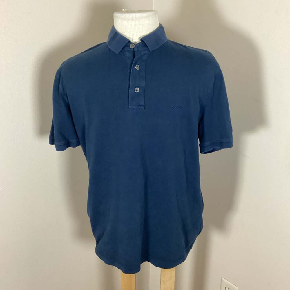 Michael Kors Men's Navy Blue Short Sleeve MK Logo Polo Shirt Size M